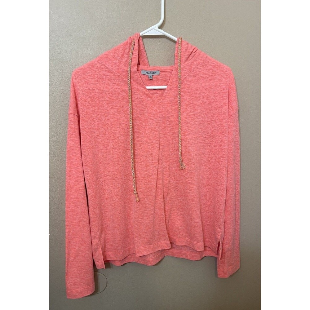 Lisa Todd Coral Hoodie Rainbow Ties Women’s Size Small